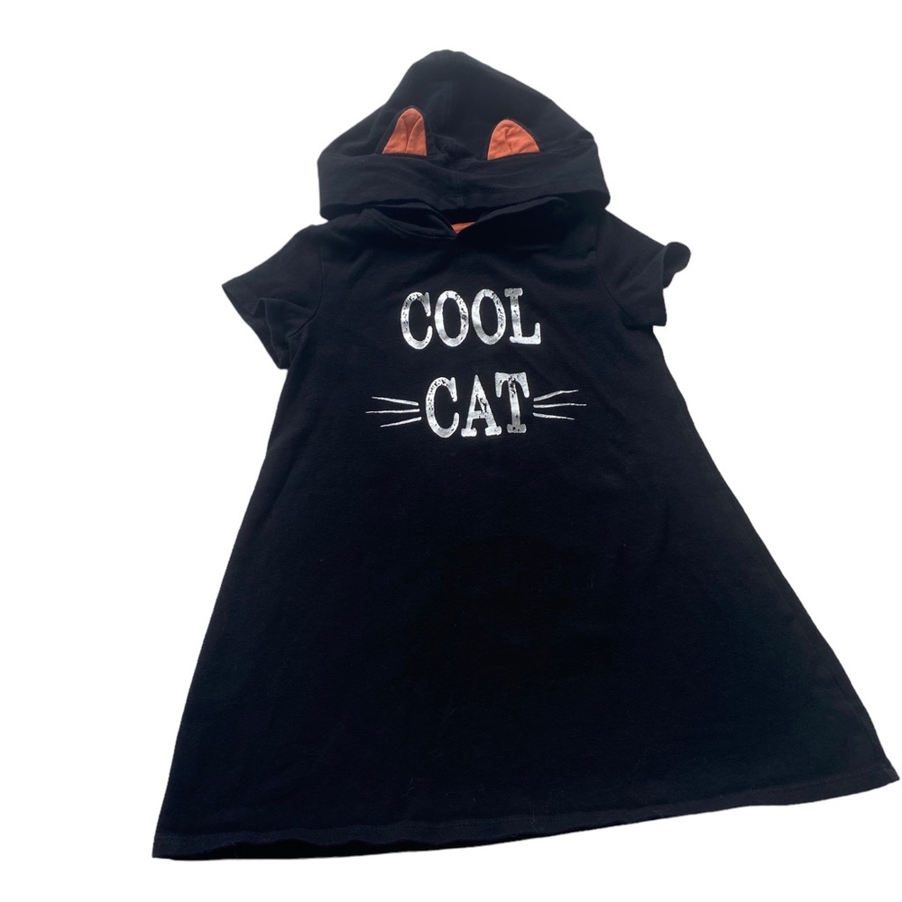 LIGHTNING BUG Little Girl’s Cool Cat Black Dress/Tunic with Hood  Size: 3T